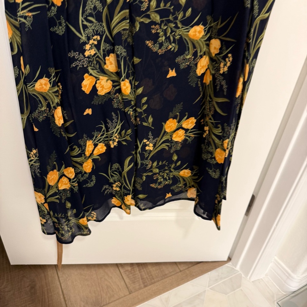 NWT Reformation Evelyn One-Shoulder Navy Floral Maxi Dress with High Slit - Picture 6 of 8